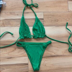 Green Halter Bikini Set